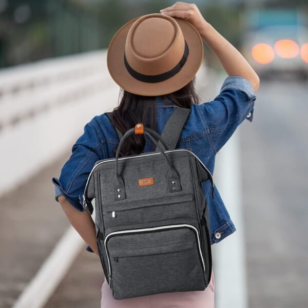 Sac à Dos Femme,Sac à Dos Ordinateur Portable 17,3 Pouces Avec Port de Chargement USB et Poche RFID Pour Collège,école,Travail,Voyage (Gris foncé 17in) – Image 2