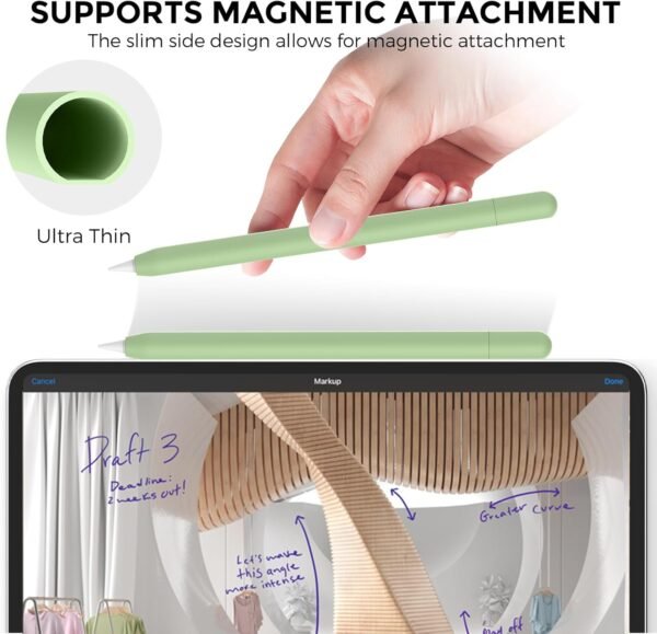 AhaStyle Coque Apple Pencil (USB-C) 2023 Housse Protectrice Ultra Fine Apple Pencil Étui Grip Antidérapant Compatible avec Apple Pencil USB C (Avocado Green) – Image 3