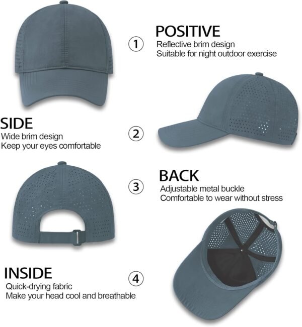 Baynetin Casquette de Baseball Séchage Rapide Homme, Unisexe Chapeau de Sports- Maille Pliable Protection Contre Soleil Légère Respirante Réglable – Image 3
