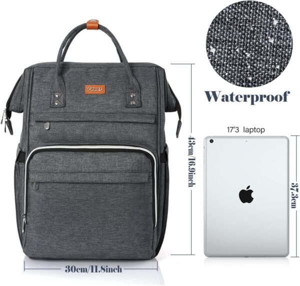 Sac à Dos Femme,Sac à Dos Ordinateur Portable 17,3 Pouces Avec Port de Chargement USB et Poche RFID Pour Collège,école,Travail,Voyage (Gris foncé 17in) – Image 6