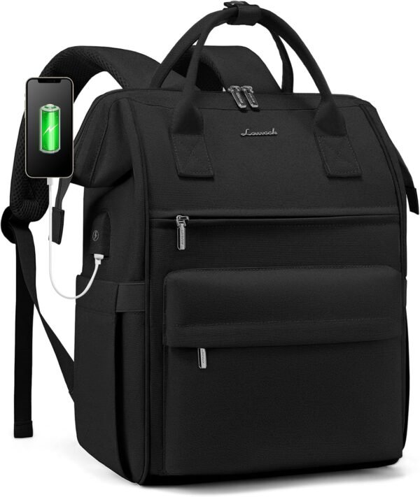 LOVEVOOK Sac à Dos d'Écolier pour Adolescentes et Filles, Ordinateur Portable 17,3", Sac d'École, de Travail et de Voyage, Noir