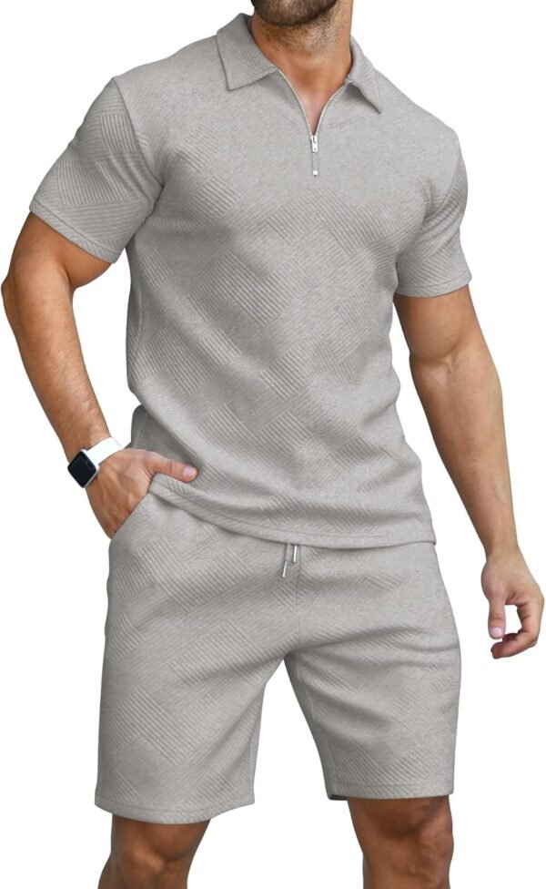 KUYIGO Men's Polo Shirt and Shorts 2-Piece Set Summer Fashion Casual Sweat Suits M-3XL
