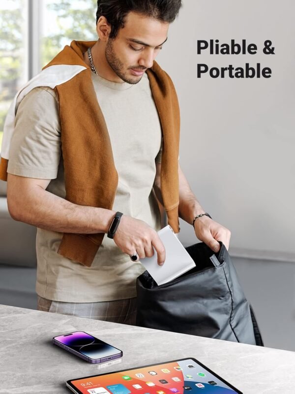 UGREEN Support Tablette Réglable Bureau Pose Tablette Téléphone Portable Pliable Compatible avec iPhone 17 Pro Max Air 16 15 14 iPad Pro Air Mini Galaxy Tab A11 S11 Lite Galaxy S25 Ultra S24 (Blanc) – Image 4