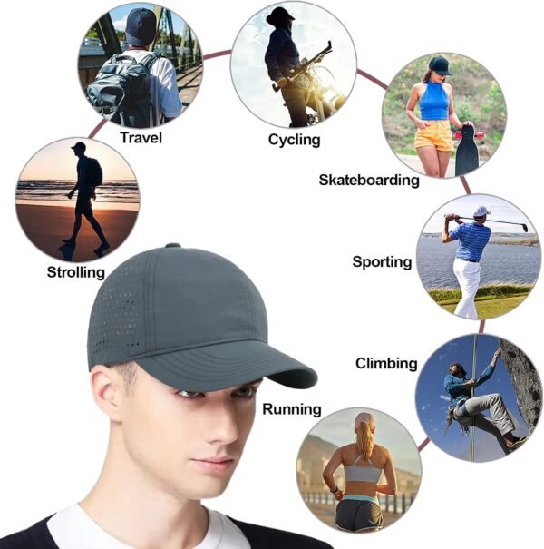 Baynetin Casquette de Baseball Séchage Rapide Homme, Unisexe Chapeau de Sports- Maille Pliable Protection Contre Soleil Légère Respirante Réglable – Image 7