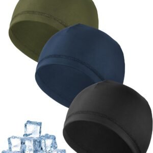 MELLIEX 3 Pièces Bonnets de Cyclisme sous Casque, Bonnet de Sport Respirant en Soie Glacée Été, Multifonctionnelle Skull Cap pour Hommes et Femmes