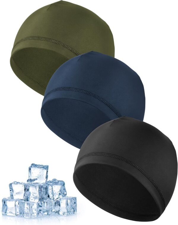 MELLIEX 3 Pièces Bonnets de Cyclisme sous Casque, Bonnet de Sport Respirant en Soie Glacée Été, Multifonctionnelle Skull Cap pour Hommes et Femmes