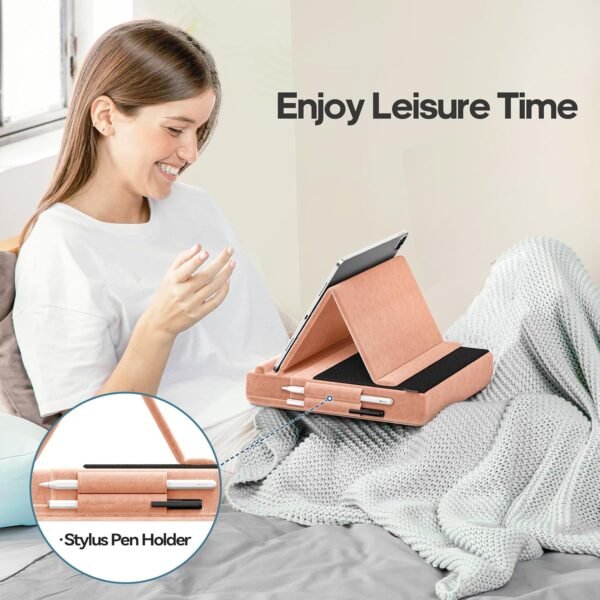 KDD Coussin de Support pour Tablette, Coussin Tablette à Angle Réglable, Porte ipad Pliable, Support iPad Lit avec Support de Stylet pour ipad Pro 12,9 10.5 11 Air Mini, Téléphones, Livres, Pêche – Image 3