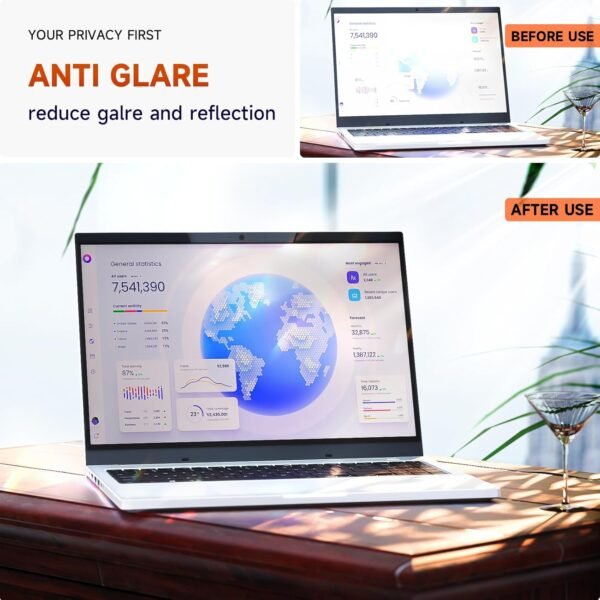 Magnétique Filtre de Confidentialité 14 Pouces 16:9, Filtres d'écran pour Ordinateur Portable avec HP/Dell/Acer/Lenovo/Thinkpad/Samsung/ASUS/Sony, Installazione Immediata, Amovible Film de Protection – Image 6