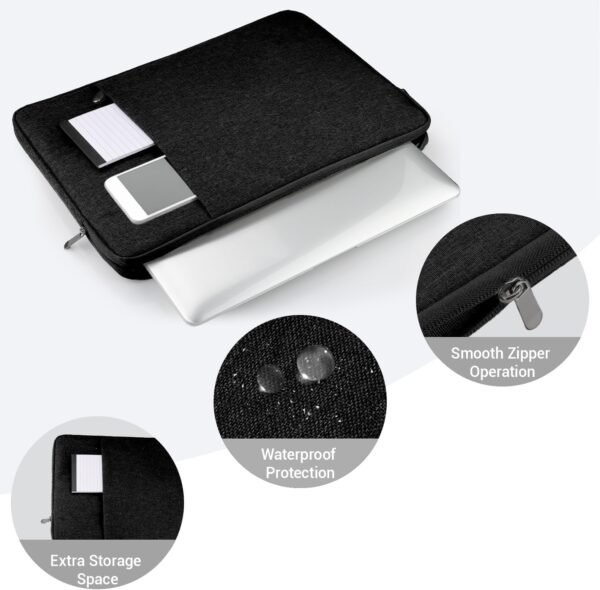 XRXYMQ 15,6 Pouces Pochette Ordinateur Housse Ordinateur Noir Sacs et Housses pour Housse Macbook Pro Résistante à l'eau Pochette Macbook Pro pour 15.6 HP Lenovo Dell Notebook – Image 3