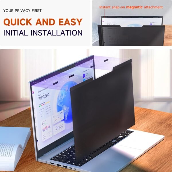 Magnétique Filtre de Confidentialité 14 Pouces 16:9, Filtres d'écran pour Ordinateur Portable avec HP/Dell/Acer/Lenovo/Thinkpad/Samsung/ASUS/Sony, Installazione Immediata, Amovible Film de Protection – Image 4
