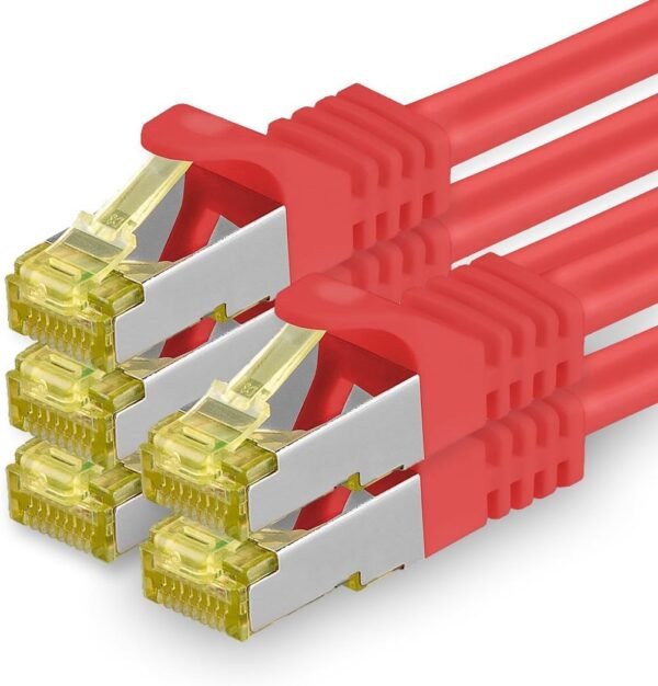 1aTTack.de Câble Réseau Cat7 Cat 7 10 GB/s SFTP - 5x 2m - RJ45 Ethernet LAN DSL Routeur Modem - Rouge