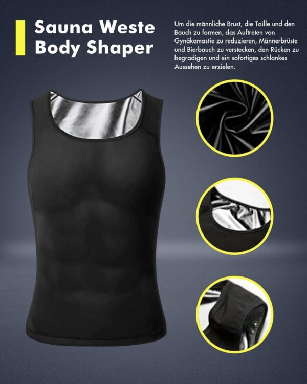 Gilet amincissant pour homme - T-shirt de sauna - Pour le sport, la gym, le sport - Débardeur de compression - Sans manches – Image 4
