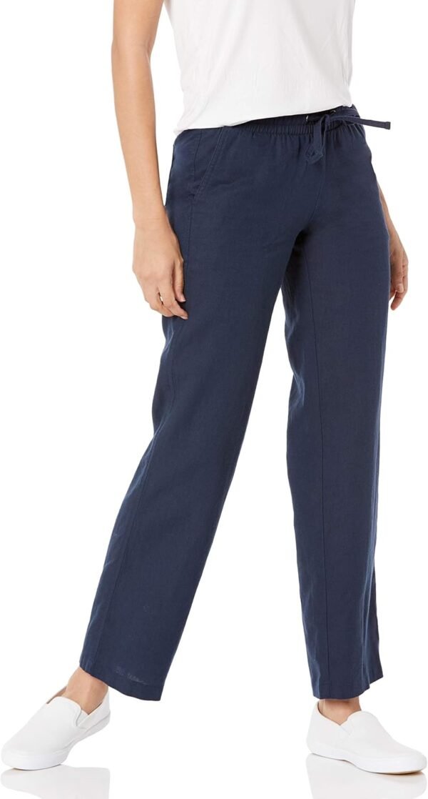 Amazon Essentials Pantalon Large En Lin Mélangé Avec Cordon De Serrage Et Coupe Décontractée (Disponible En Grande Taille) Femme