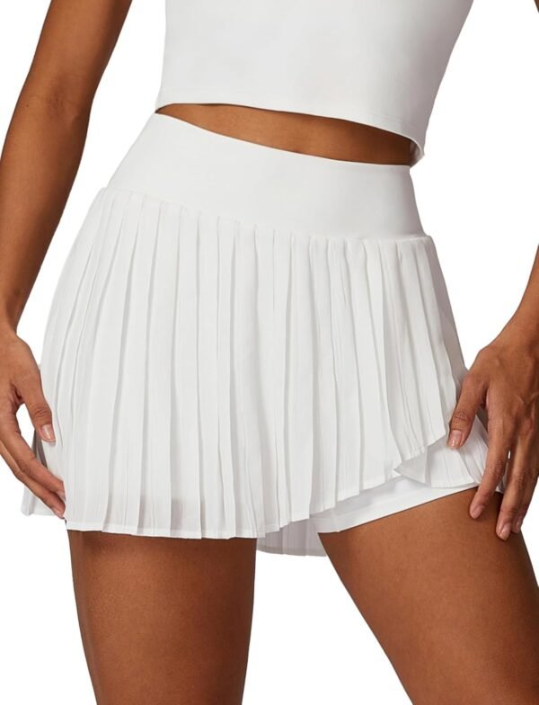 FEOYA Femme Jupe Tennis Plissée Jupe Taille Haute Poche Shorts Sport Courte Jupe d’été l’extérieur