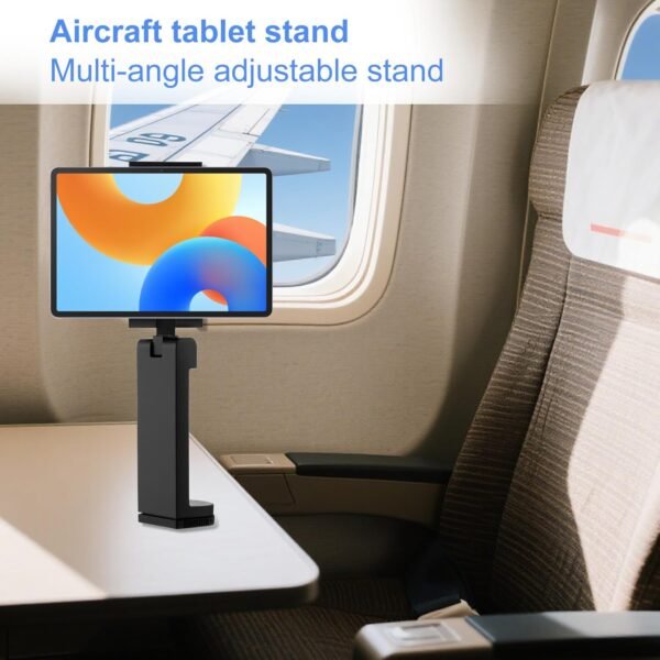 BOXOB Support Universel pour Tablette Avion, Support de Tablette Ajustable Voyage Essentiel Mains-Libres pour Vol avec Rotation 360°Compatible avec iPad/Galaxy Tabs (Tous 3,15" à 12,4") – Image 5