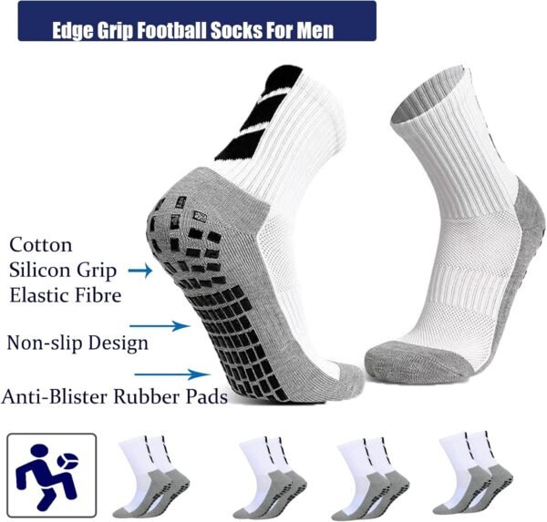 4 Paires Chaussette Antidérapante Foot pour hommes femme Respirantes Antidérapantes Chaussette Grip Football Chaussettes de Sports Basketball Trekking Handball Yoga Aptitude – Image 6