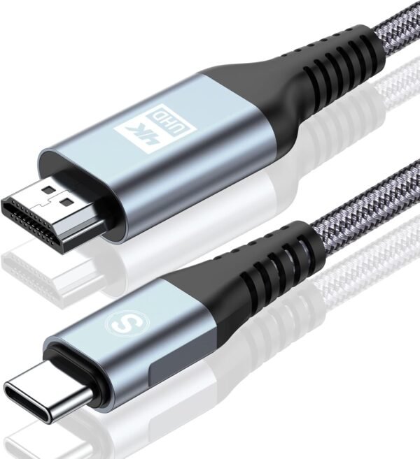 sweguard Cable HDMI USB C 2M, Adaptateur Type C vers HDMI Cordon 4K(Compatible Thunderbolt 3/4) pour iPhone 15/16 Pro, pour MacBook/iPad Pro/Air, Samsung Galaxy S25 S24 S23 S22 au S8/Surface/XPS etc