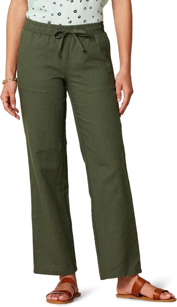 Amazon Essentials Pantalon Large En Lin Mélangé Avec Cordon De Serrage Et Coupe Décontractée (Disponible En Grande Taille) Femme