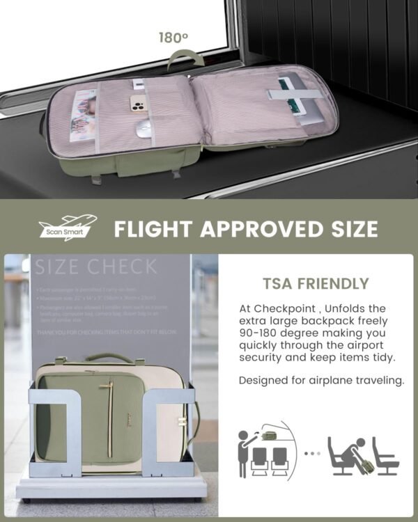 LOVEVOOK Bagage à main Sac à dos, avion, de voyage pour femme Grand 40 l, étanche, avec compartiment pour ordinateur portable 17", Sac à dos de voyage pour l'école, le travail, le camping – Image 4