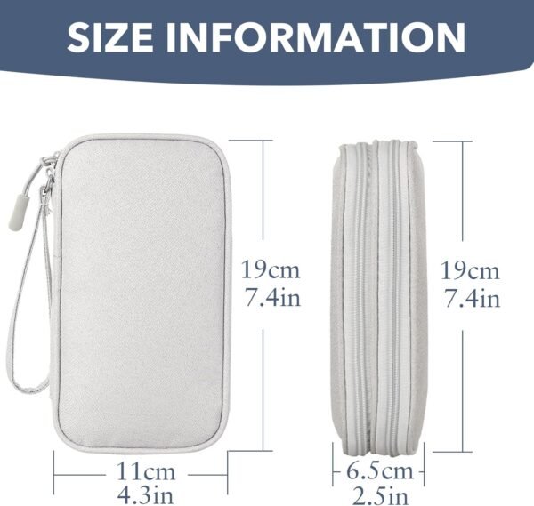 JENCVNL Sac de Rangement Câble, Organisateur Accessoires Électronique, Pochette Câble de Voyage, Organisateur Accessoires de Voyage Coque pour Disque Dur Externe (Marine, S (19 * 11 * 6.5cm)) – Image 2