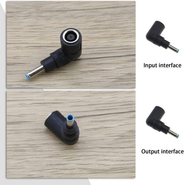 4pcs 4 Adaptateurs Mâles Femelles d'adaptateur d'alimentation DC Compatible avec HP Compatible avec Dell l'adaptateur d'alimentation pour Ordinateur Portable 90 Degrés, Noir – Image 3