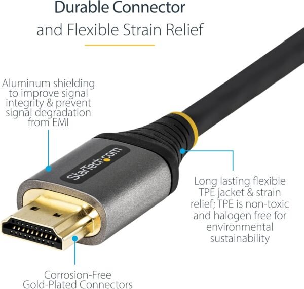StarTech.com Câble HDMI 2.1 8K - 3m - Câble HDMI Certifié Ultra High Speed 48Gbps - 8K 60Hz/4K 120Hz HDR10+ eARC - Câble Ultra HD 8K HDMI - Écran/TV/Affichage - Gaine Flexible TPE (HDMM21V3M) – Image 3