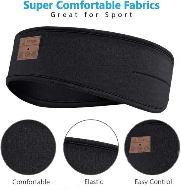 Bandeau Bluetooth Sommeil,Casque de Sommeil Bandeau Bluetooth,Bandeaux de Sport avec Haut-Parleur Mince, Bandeau Casque Bluetooth pour Dormir, Voyager, Courir, Méditer – Image 8