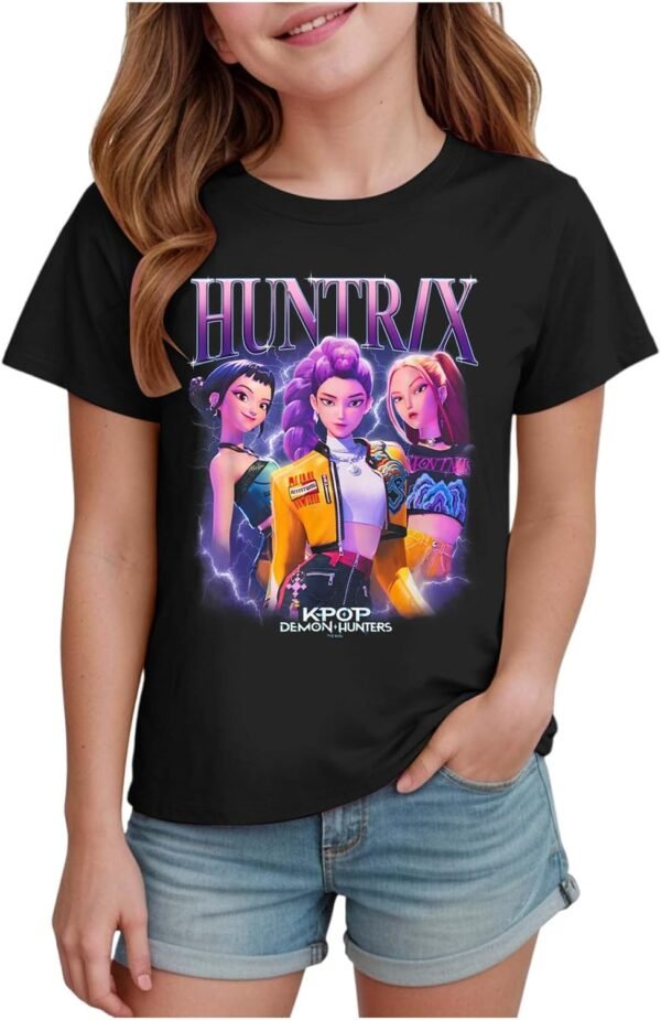 Merch Kpop T-Shirt à Manches Courtes pour Fille Tee Shirt Graphique décontracté T-Shirt d'été à Manche Courte Tee Shirt Manches Courtes pour Fille Garçon Kpop D-Demon H-Hunters Huntrix Huntr/X Te e