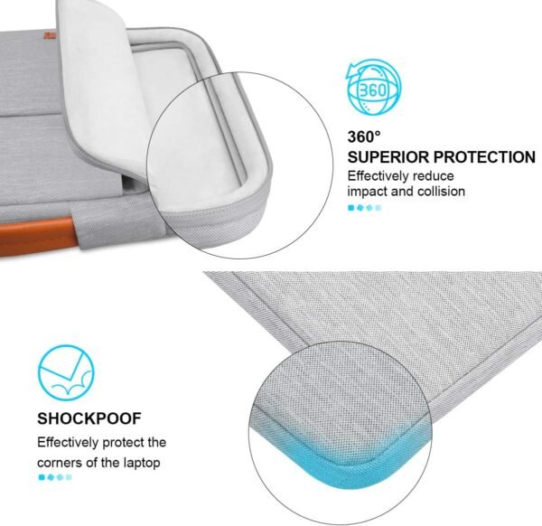 Lacdo 360° Protection 14 Pouce Housse Ordinateur Portable pour ASUS Acer HP Lenovo Chromebook, ASUS Vivobook/Zenbook 14, HP EliteBook 14, Dell Inspiron 14, Lenovo IdeaPad 14, Huawei MateBook D14, Gris – Image 3