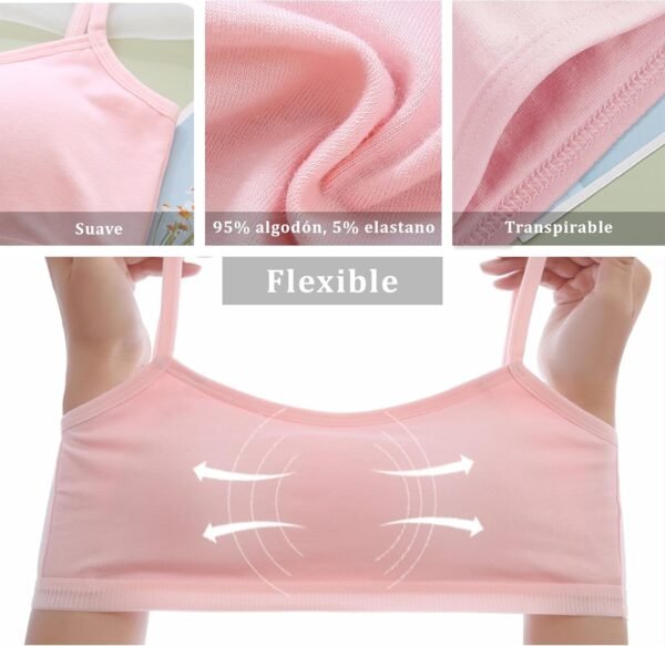 Channo Soutien-Gorge en Coton Basique pour Filles, SansAarmatures et avec Coussinets Amovibles – Image 5