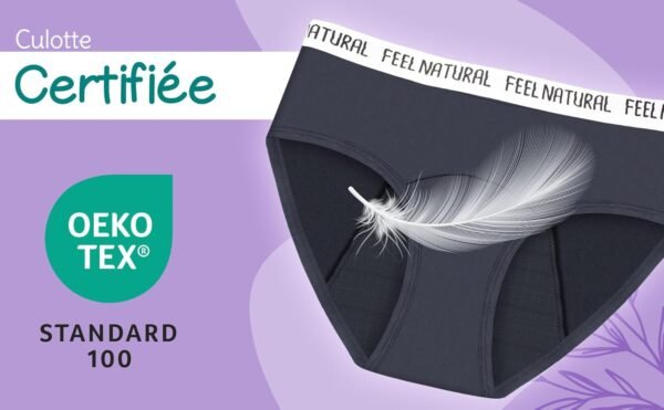 Feel Natural Sous Vêtement Pack 3 Culottes Menstruelles Premières Règles Protection Absorbante Sans Couture, Confort Hygiénique Jeune Femme, Ado - Lavable, Anti Fuite, Noir, Taille S – Image 3