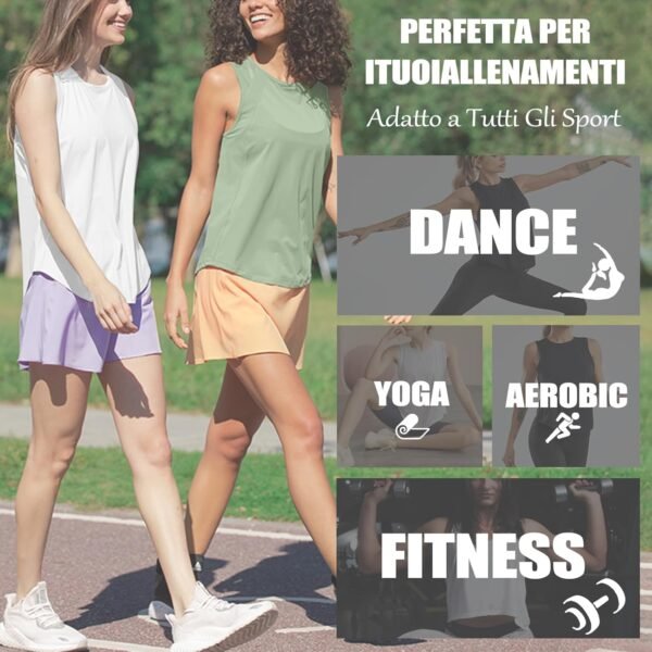 ATRACTIVOLL Débardeur de Sport Femme, Hauts de Yoga Shirt sans Manches, Respirant Rapide léger en Maille, Dos Nageur Gilet T-Shirts pour Running Fitness Gym Exercice Jogging Sportif Tank Tops – Image 7