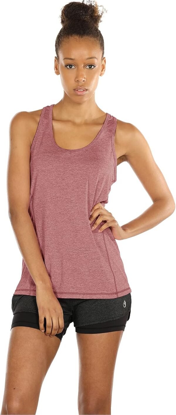 icyzone Débardeur de Sport Femme Dos Nageur Yoga Shirt sans Manches Running Fitness Tank Top, Lot de 3 – Image 5
