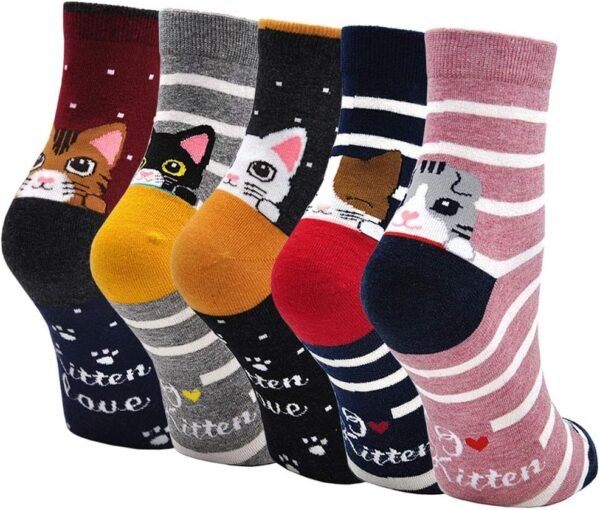 ZFSOCK Chaussettes Fantaisie Filles Enfant: Socquettes en Coton Chat Animal Motif Drôles Rigolotes Mignon Sans Couture 2-11 Ans 5 Paire