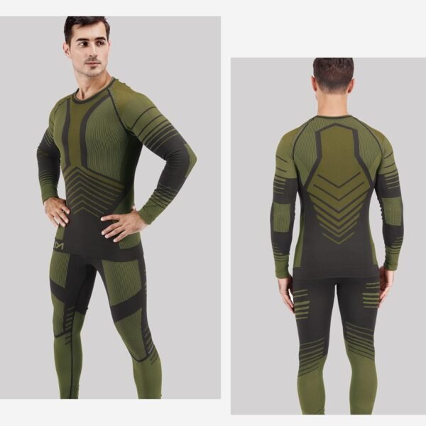 MEETYOO sous Vetement Thermiques Homme, Manche Longue Tee Shirt Thermiques Legging Sport Base Layer sous-Vêtements Ski pour Running Randonnée – Image 3