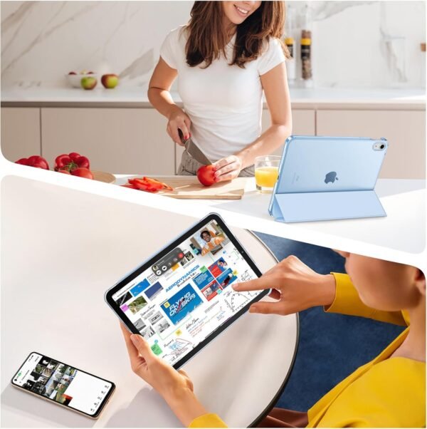 FINTIE Coque pour iPad (A16) 11 Pouces 11ème Génération 2025, iPad 10ème Génération 10.9 Pouces 2022 - Coque Arrière Rigide Transparente Givrée, Housse Fine Légère Etui Pliable, Bleu Ciel – Image 8