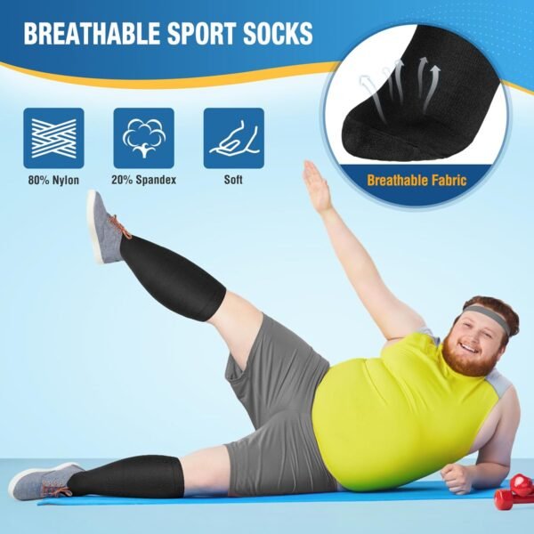 NEWIROVE 4Paires Chaussettes Compression Grande Taille Chaussettes Contention Homme Femme Bas De Contention Sport Chaussettes De Compression Pour Avion Voyage Grossesse – Image 3