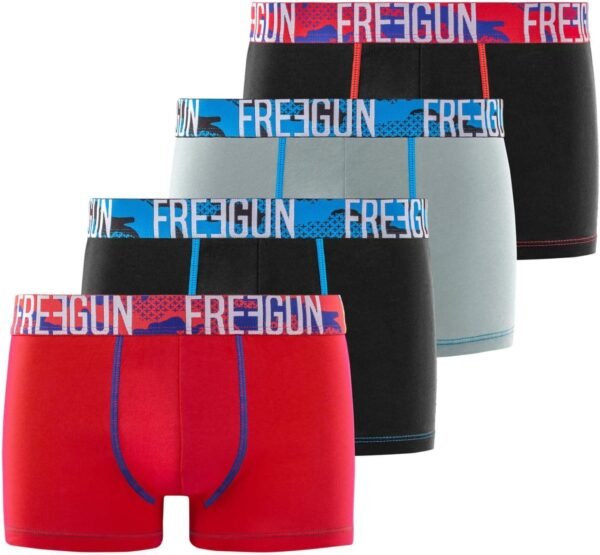 FREEGUN Boxer Homme Coton, Caleçon Homme, Hypoallergénique et Stretch (Lot de 4)