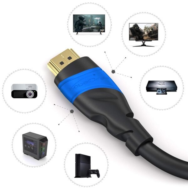 KabelDirekt – Câble HDMI 8K / 4K – 2x 5m et autres longueurs (0,15m à 22,5m) – Câble HDMI conçu en Allemagne – 10K/8K@60Hz/4K@120Hz – HDMI Câble pour TV HD, PC, PS5, Xbox, Switch – Image 7