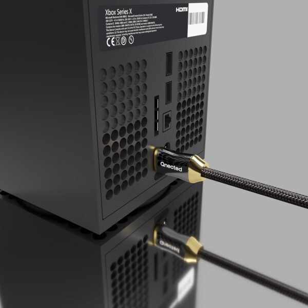 Qnected Câble HDMI 2.1 1m (1 mètre) | Gen 2 Certifié | Ultra Haute Vitesse | 4K 120Hz & 144Hz, 8K 60Hz Ultra HD | 48 Gbps | eARC | Compatible PS5, Xbox Series X & S, Moniteur | Noir Charbon – Image 4