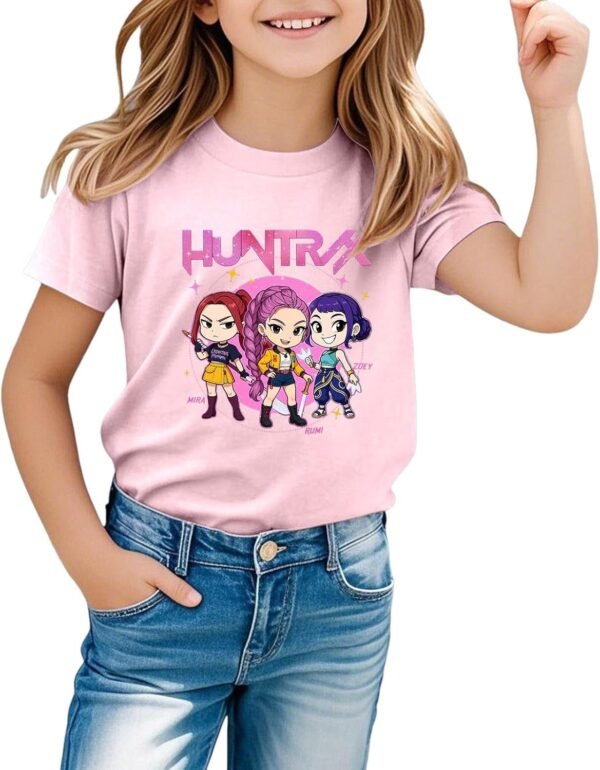 Merch Kpop T-Shirt à Manches Courtes pour Fille Tee Shirt Graphique décontracté T-Shirt d'été à Manches Courtes 110-160 Hauts Tee Shirt uni décontracté Col Rond