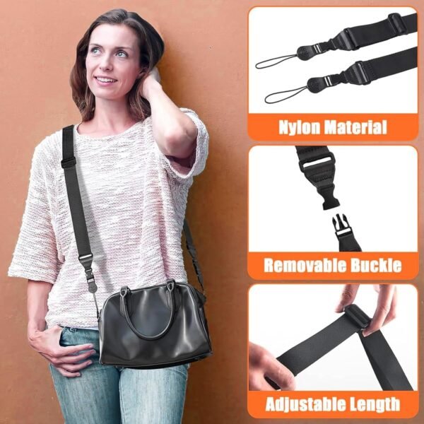KEQKEV Bandoulière réglable, sangle tour de cou confortable à dégagement rapide pour iPad, tablette, appareil photo, jumelles, sac à bandoulière pour ordinateur portable, noir, Medium – Image 2