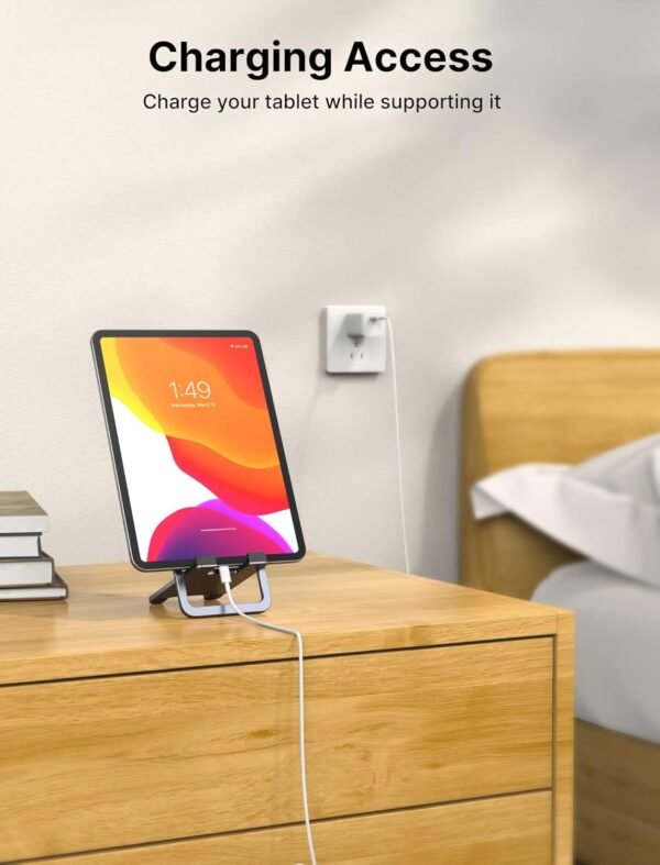 JSAUX Support de Tablette Universel, Portable et Pliable pour Bureau, Compatible avec iPad Mini, Samsung Galaxy Tab, Kindle, Steam Deck OLED, Switch, ROG Ally X, iPhone et Autres tablettes - Gris – Image 4