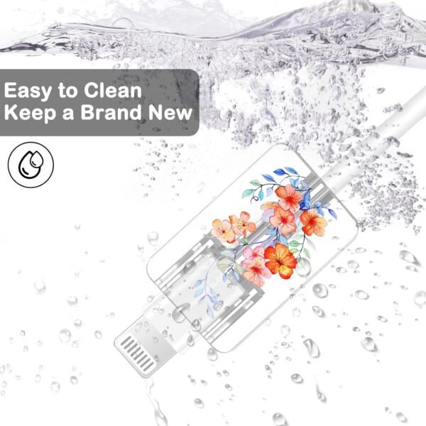 4 Pièces Protecteur de Câble de Chargement avec Fleurs Mignonnes, Protecteur de Câble Mignon pour le Chargeur Type-c de l'iPhone, Protecteur de Câble Léger – Image 3