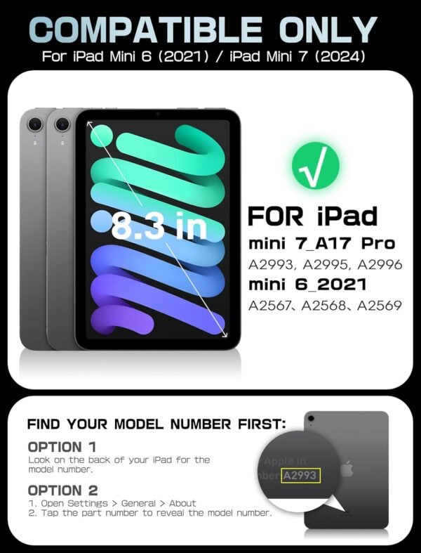 SUPCASE Coque pour iPad Mini 7 Puce A17 Pro (2024) avec Support Béquille (UB Prism) [Anti-Rayure] [Apple Pencil Recharge Compatible] Protection Fine pour iPad Mini 7e/6e Gén 8,3 Pouces (Bleu) – Image 2