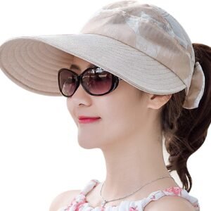 IBLUELOVER Casquette Visière Femme été Casquette de Baseball Queue de Cheval Chapeau Haut Vide Coton Chapeau de Soleil Large Bord Anti-UV Casquette Cap Snapback Chapeau de Sport Golf Plage Voyage