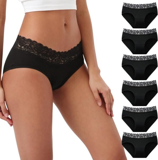 INNERSY Culotte Femme Coton Doux Slip Sexy Chic Ceinture Dentelle Élastique Shorty Taille Basse Lot de 6