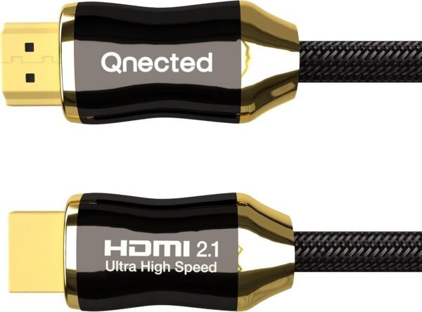 Qnected Câble HDMI 2.1 1m (1 mètre) | Gen 2 Certifié | Ultra Haute Vitesse | 4K 120Hz & 144Hz, 8K 60Hz Ultra HD | 48 Gbps | eARC | Compatible PS5, Xbox Series X & S, Moniteur | Noir Charbon – Image 2