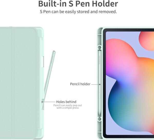 EasyAcc Étui pour Samsung Galaxy Tab S6 Lite 10,4 Pouces 2024/2022/2020 avec Verre Trempé - Ultra Mince vec Couvercle Léger Étui en Cuir PU pour Tablettes (l'herbe Verte) – Image 4