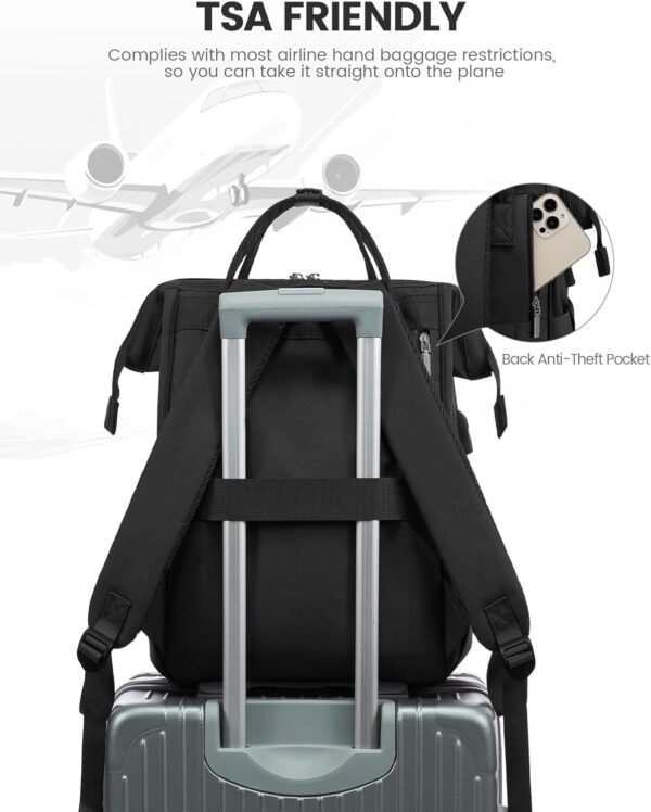 LOVEVOOK Sac à Dos d'Écolier pour Adolescentes et Filles, Ordinateur Portable 17,3", Sac d'École, de Travail et de Voyage, Noir – Image 4